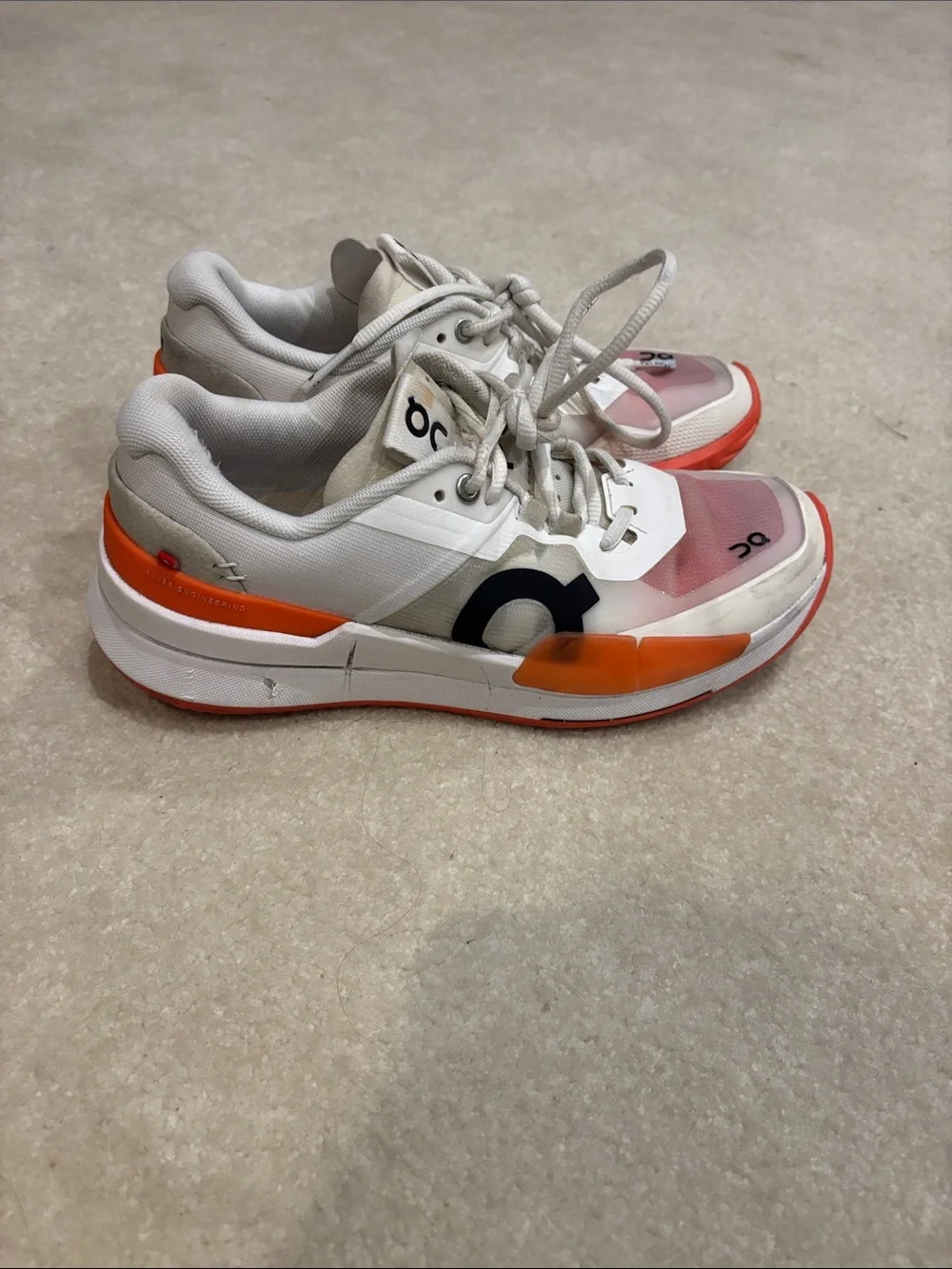 On Cloud Court Sneakers in White and Orange